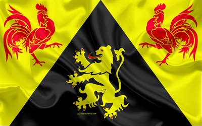 Bandiera del Brabante Vallone, 4k, seta, bandiera, provincia Belga, texture, Brabante Vallone bandiera, Belgio, Brabante Vallone, le Province del Belgio