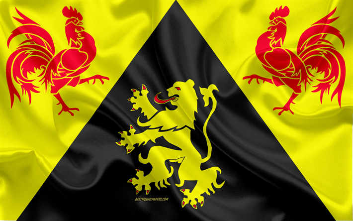 Lipun Vallonian Brabant, 4k, silkki lippu, Belgian maakunnassa, silkki tekstuuri, Vallonian Brabant lippu, Belgia, Vallonian Brabant, Maakunnissa Belgia