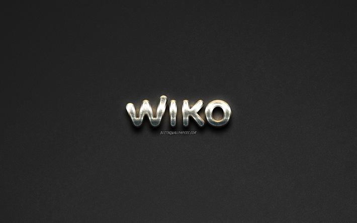 wiko-logo, edelstahl-logo, tinno mobile -, marken -, stahl kunst, grauen stein-hintergrund, kreative kunst, wiko, embleme