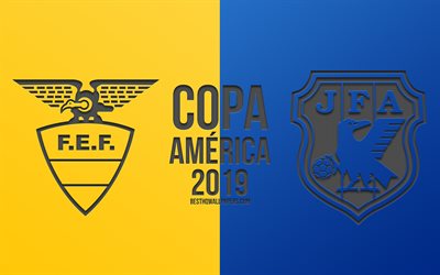 Ecuador vs Japan, 2019 Copa America, fotbollsmatch, promo, Copa America 2019 Brasilien, CONMEBOL, Sydamerikanska M&#228;sterskapet I Fotboll, kreativ konst, Ecuador, Japan, fotboll