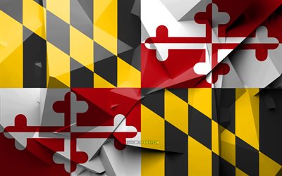 4k, Flag of Maryland, geometric art, american states, Maryland flag, creative, Maryland, administrative districts, Maryland 3D flag, United States of America, North America, USA