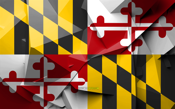 Предлагаем Вам загрузить обои 4k, Flag of Maryland, geometric art, american...