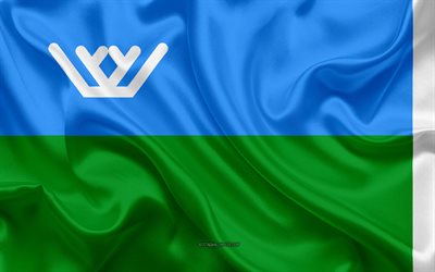 Bandera de Yugra, 4k, bandera de seda, Federales sujetos de Rusia, Yugra bandera, Rusia, seda textura, Khanty-Mansi Aut&#243;noma Okrug, Yugra, Federaci&#243;n de rusia