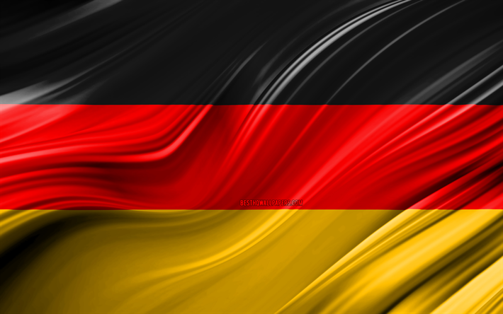 Almanya, ulusal semboller, 3D bayrak, sanat, Avrupa, Almanya 4k, Alman bayrağı, Avrupa &#252;lkeleri, 3D dalgalar Bayrağı