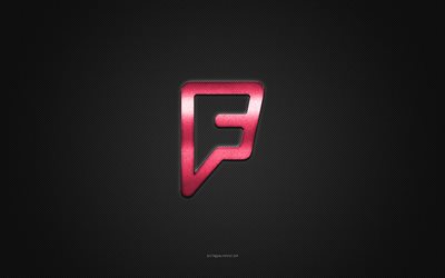 foursquare-logo, rosa gl&#228;nzendes logo, foursquare-metallemblem, graue kohlefaserstruktur, foursquare, marken, kreative kunst, foursquare-emblem