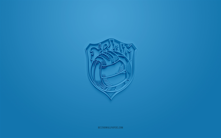 Fram Reykjavik, creative 3D logo, blue background, Besta-deild karla, 3d emblem, Icelandic football club, Iceland, 3d art, football, Fram Reykjavik 3d logo