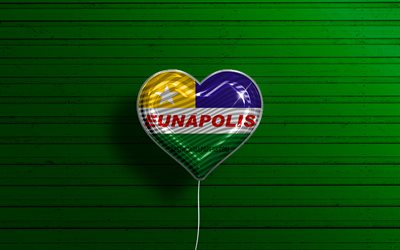 eu amo eunápolis, 4k, balões realistas, madeira verde de fundo, dia de eunápolis, cidades brasileiras, bandeira de eunápolis, brasil, balão com bandeira, cidades do brasil, eunápolis bandeira, eunápolis