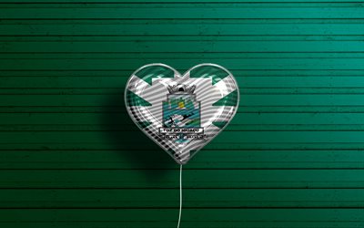 I Love Foz do Iguacu, 4k, realistic balloons, turquoise wooden background, Day of Foz do Iguacu, brazilian cities, flag of Foz do Iguacu, Brazil, balloon with flag, cities of Brazil, Foz do Iguacu flag, Foz do Iguacu
