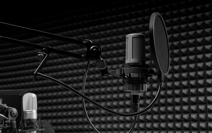 Mikrofon, sound recording studio, s&#229;ng koncept, musikpaviljongen