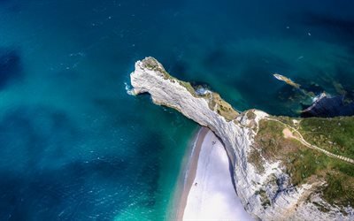 Etretat, rocks, sea, English Channel, view from above, Normandy, France, summer