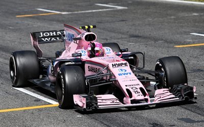 Esteban Ocon, 4k, Formula One, F1, 2017 cars, Formula 1, Force India