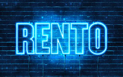 Rento, 4k, wallpapers with names, horizontal text, Rento name, Happy Birthday Rento, popular japanese male names, blue neon lights, picture with Rento name