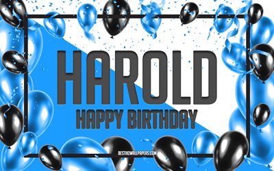 Happy Birthday Harold, Birthday Balloons Background, Harold, wallpapers with names, Harold Happy Birthday, Blue Balloons Birthday Background, greeting card, Harold Birthday