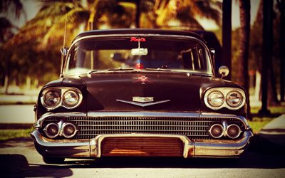 Chevrolet Nomad, vista frontal, 1958 carros, retro carros, lowrider, os carros americanos, 1958 Chevrolet Nomad, Chevrolet