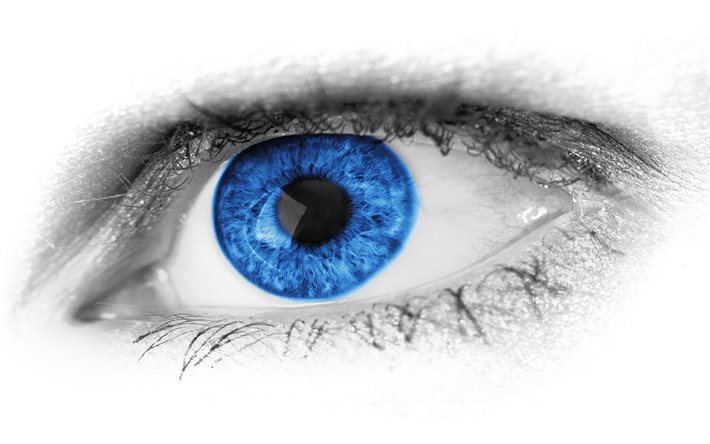le bleu de l&#39;œil humain, de l&#39;art abstrait, les femmes œil macro, les yeux bleus, oeil humain, bokeh, les yeux
