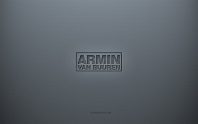 Armin van Buuren-logotyp, gr&#229; kreativ bakgrund, Armin van Buuren-emblem, gr&#229; papperstruktur, Armin van Buuren, gr&#229; bakgrund, Armin van Buuren 3d-logotyp