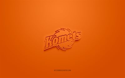 Fort Wayne Komets, logo 3D cr&#233;atif, fond orange, ECHL, embl&#232;me 3d, American Hockey Club, Indiana, &#201;tats-Unis, art 3d, hockey, logo 3d de Fort Wayne Komets