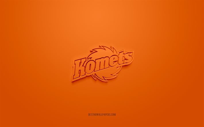 Fort Wayne Komets, creative 3D logo, orange background, ECHL, 3d emblem, American Hockey Club, Indiana, USA, 3d art, hockey, Fort Wayne Komets 3d logo