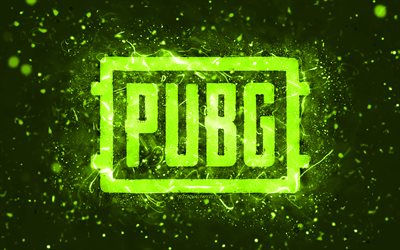 Logotipo do Pubg lim&#227;o, 4k, luzes de n&#233;on lim&#227;o, PlayerUnknowns Battlegrounds, criativo, fundo abstrato lim&#227;o, logotipo do Pubg, jogos online, Pubg