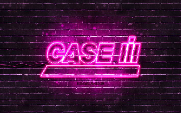 Logotipo roxo da Case IH, 4k, parede de tijolos roxa, logotipo da Case IH, marcas, logotipo de n&#233;on da Case IH, Case IH