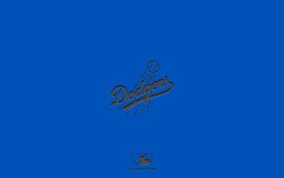 Los Angeles Dodgers, bl&#229; bakgrund, amerikansk basebollag, Los Angeles Dodgers emblem, MLB, Los Angeles, USA, baseball, Los Angeles Dodgers logotyp