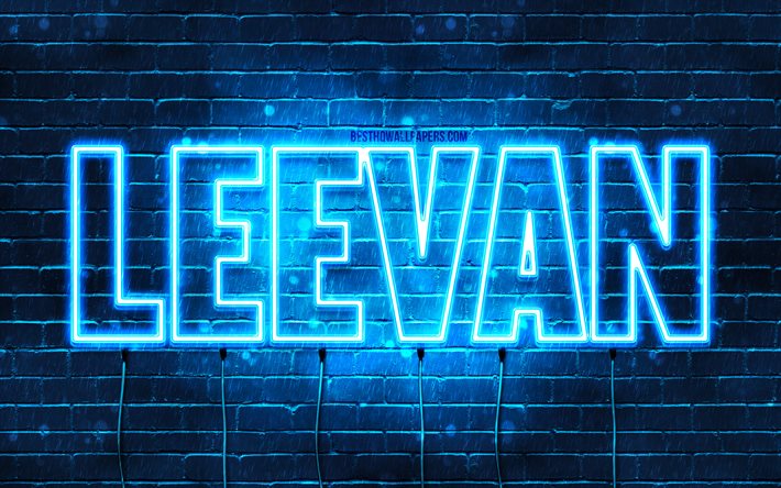 Leevan, 4k, wallpapers with names, Leevan name, blue neon lights, Happy Birthday Leevan, popular arabic male names, picture with Leevan name