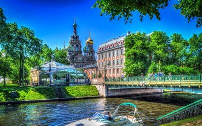 روسيا, سانت بطرسبرغ, الصيف, الجسر, hdr