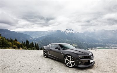 tuning, 2016, chevrolet camaro, sports cars, mountains