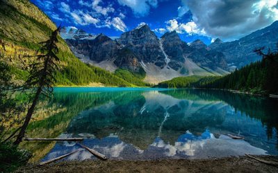 blue sky, canada, summer, mountains, clouds