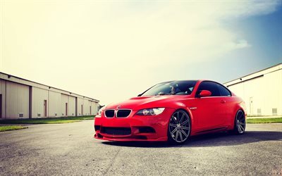 tuning, red bmw, sports cars, bmw m3, e92, vossen