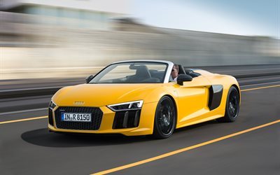 roadsters, yellow audi, 2017, speed, convertibles