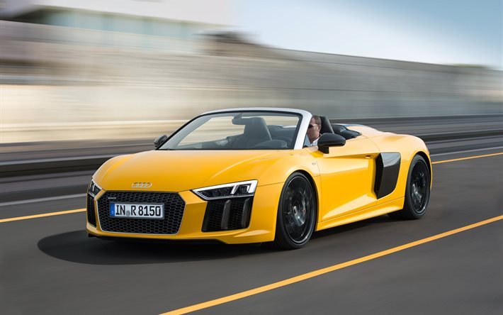 roadster, sarı audi, 2017, hız, arabalar