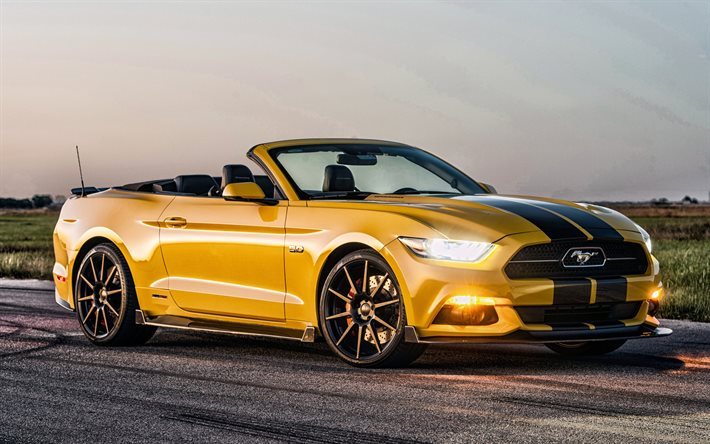 ford mustang, convertibles, sports cars, yellow mustang