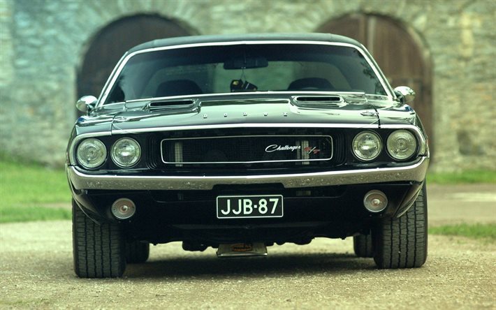 Download wallpapers dodge challenger, musculary, front view, 1970