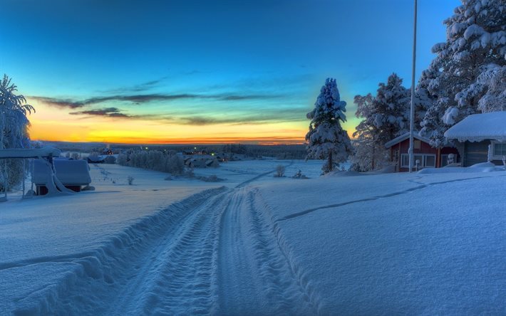 twilight, winter, schweden, norrland