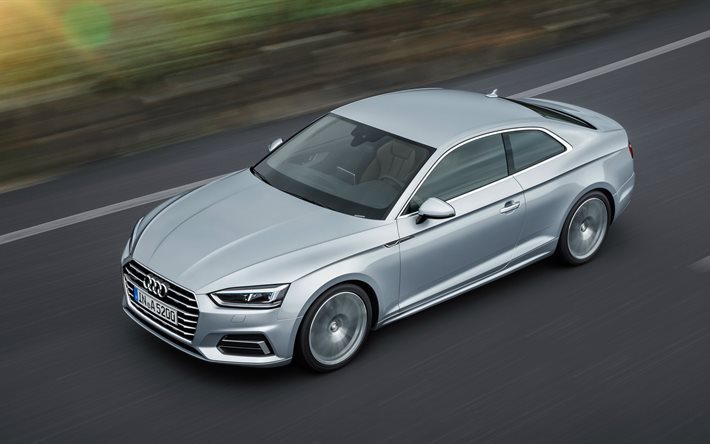 in movimento, velocit&#224;, coupe, audi a5, 2016, un argento audi