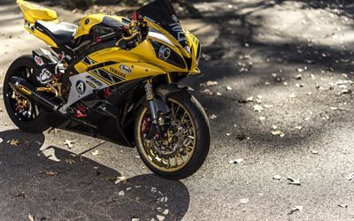 sport bike, 2016, yamaha yzf-r6, yellow yamaha