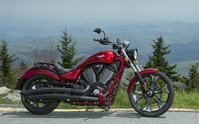 indian chieftain, 2016, bike, mountains, red motorcycle