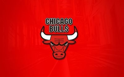 ロゴ, シカゴ-ブルズ, バスケット, 赤の背景