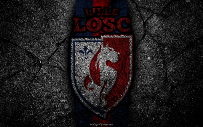 Lille, logo, arte, Liga 1, futebol, Lille OSC, clube de futebol, Ligue 1, grunge, FC Lille
