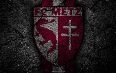 Metz, logo, art, Liga 1, soccer, football club, Ligue 1, grunge, Metz FC
