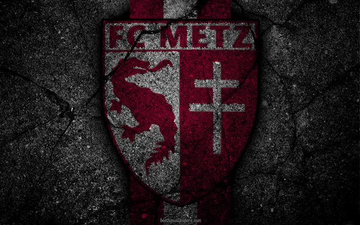 Metz, le logo, l&#39;art, la Liga 1, football, club de football, Ligue 1, grunge, FC Metz