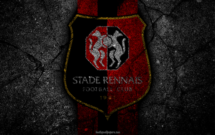Rennes, logo, art, Liga 1, jalkapallo, football club, Ligue 1, grunge, Rennes FC