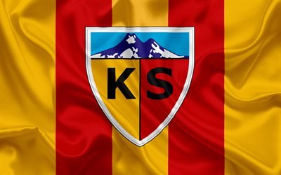 Kayserispor, Turkish football club, emblem, Kayserispor logo, red yellow silk flag, Kayseri, Turkey, Turkish Football Championship