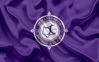 Osmanlıspor, Turkish football club, emblem, Osmanlıspor logo, purple silk flag, Ankara, Turkey, Turkish Football Championship