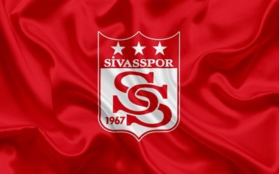 Sivasspor, Turkish football club, emblem, Sivasspor logo, purple silk flag, Sivas, Turkey, Turkish Football Championship