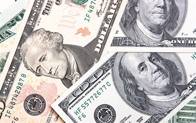 Dollar, pengar, Amerikanska dollar, r&#228;kningar, Amerikanska presidenter, 20 dollar, 100 dollar