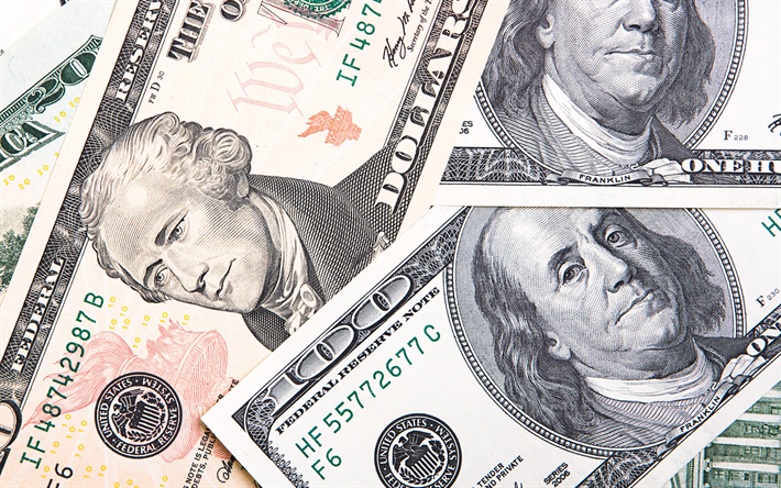 Dollar, pengar, Amerikanska dollar, r&#228;kningar, Amerikanska presidenter, 20 dollar, 100 dollar