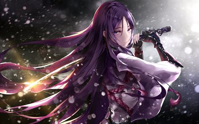 Fate Grand Order, Japanese manga, anime characters, woman with Japanese sword, art