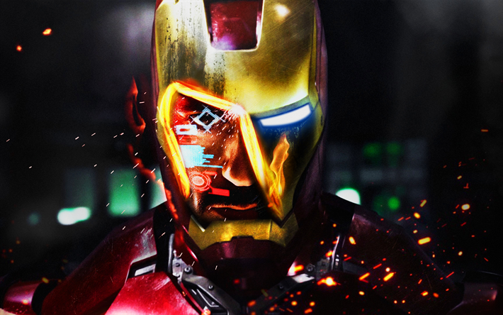 Iron Man, 4k, glare, superheroes, DC Comics, IronMan